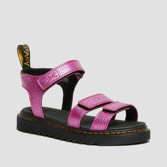 AMPUTEE Dr. Martens Klaire Metallic Pink Reptile Emboss Velcro Right Sandal Y2K - Picture 1 of 7
